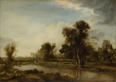 Village Pond av Aert van der Neer