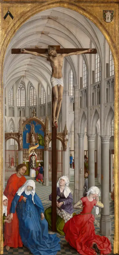 Christ on the Cross and the Eucharist av Rogier van der Weyden