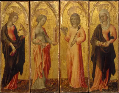 Die Heiligen Katharina von Alexandria, Barbara, Agatha und Margareta von Giovanni di Paolo