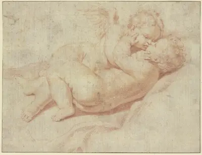 Zwei einander umarmende Amoretten, Domenichino
