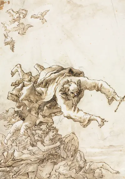 God the Father with Angels and Cherubs av Giovanni Domenico Tiepolo