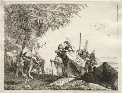 The Holy Family, Disembarking av Giovanni Domenico Tiepolo