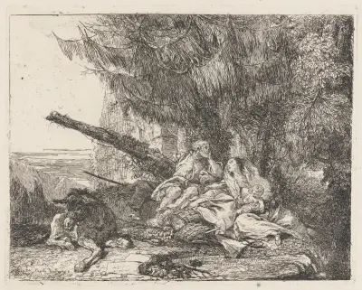 The Rest on the Flight av Giovanni Domenico Tiepolo