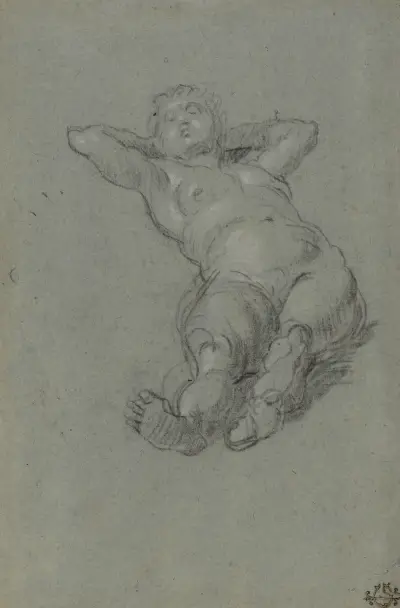 Reclining Female Nude – nr 5 av Domenico Tintoretto