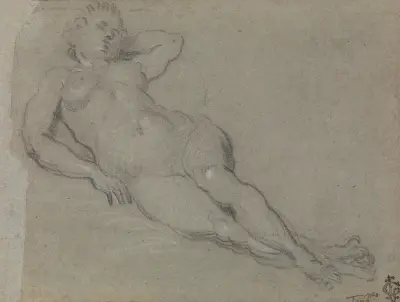 Reclining Female Nude – nr 1 av Domenico Tintoretto