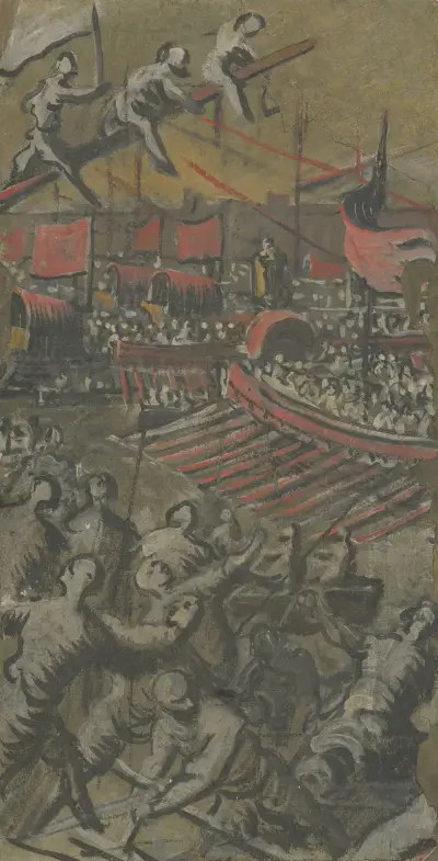 Venetian Ships Attacking Constantinople av Domenico Tintoretto