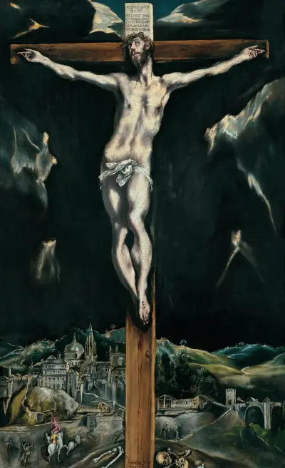 Christ Crucified With Toledo In The Background av El Greco (Domenikos Theotokopoulos)