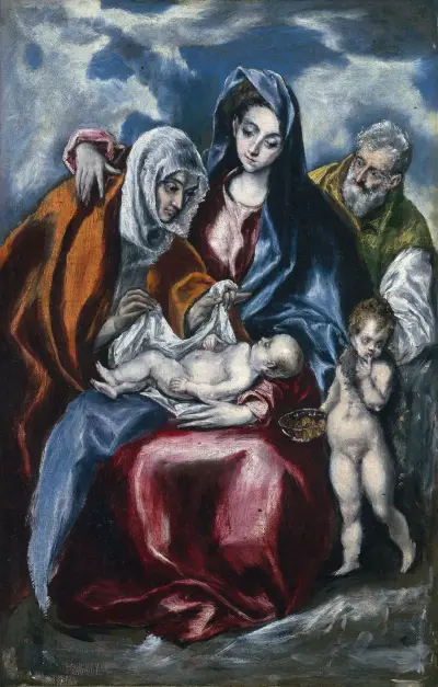 The Holy Family with Saint Anne and the Infant John the Baptist av El Greco (Domenikos Theotokopoulos)