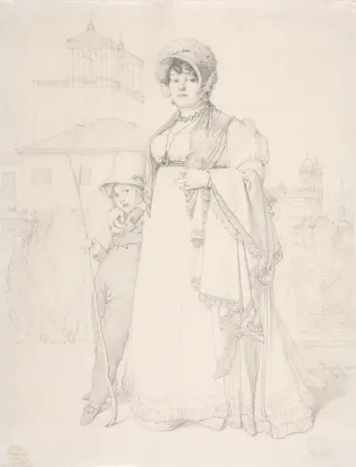 Madame Guillaume Guillon Lethière, née Marie-Joseph-Honorée Vanzenne, and her son Lucien Lethière av Jean Auguste Dominique Ingres