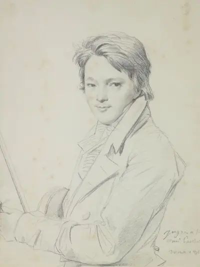 Portrait du compositeur Auguste-Mathieu Panseron (1795-1859). av Jean Auguste Dominique Ingres
