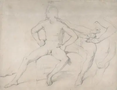 Study of a Seated Nude Male av Jean Auguste Dominique Ingres