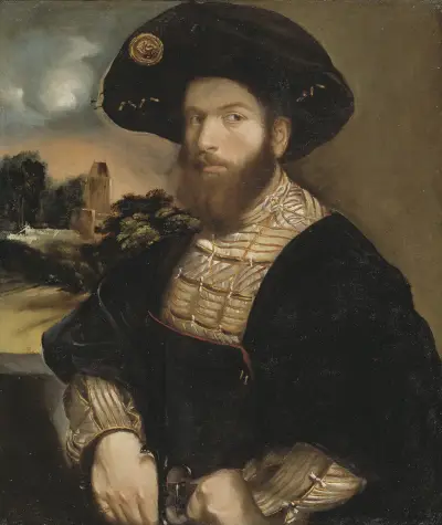 Bildnis eines Mannes mit schwarzem Barett von Dosso Dossi