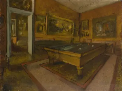 Billiard Room at Ménil-Hubert av Edgar Degas