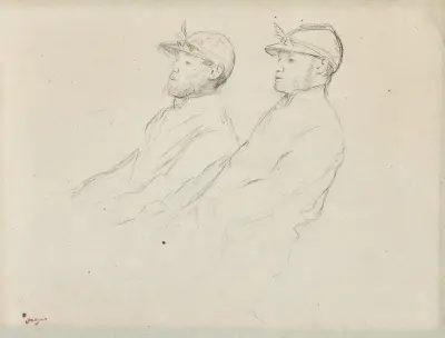 Deux jockeys av Edgar Degas