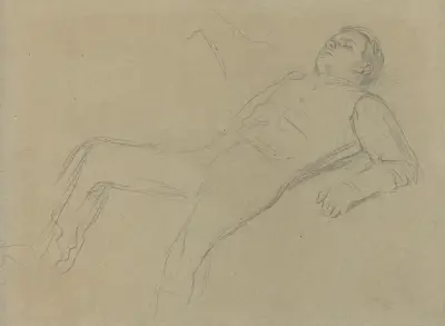 Fallen Jockey (study for ‘Scene from the Steeplechase – The Fallen Jockey’) II av Edgar Degas