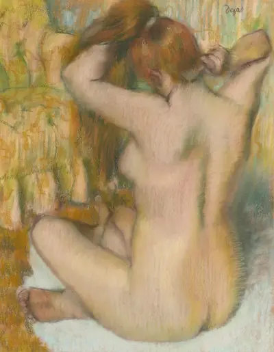 Femme nue, de dos, se coiffant (femme se peignant) (ca 1886-1888.) av Edgar Degas