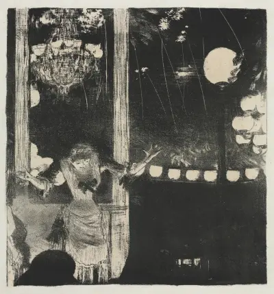 Mlle Bécat at the Café des Ambassadeurs av Edgar Degas