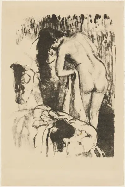 Nude Woman Standing, Drying Herself, 1891 – nr 1 av Edgar Degas