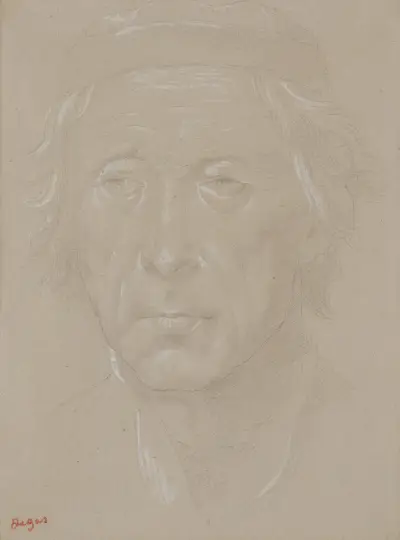 Tête de Vieillard de face av Edgar Degas