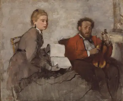 Violinist and Young Woman av Edgar Degas