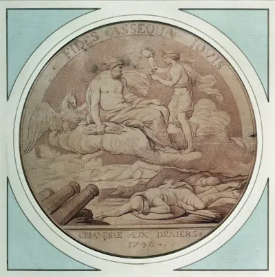 Projet de jeton pour l’histoire du règne de Louis XV; ‘La chambre du deniers’, Edmé Bouchardon