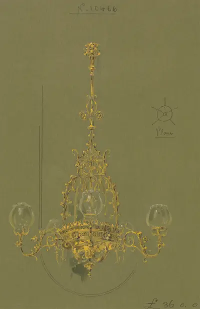 Design executed for Jones and Willis, metal and wood-workers and church furniture manufacturers of Birmingham and London – nr 12 av George Edmund Street