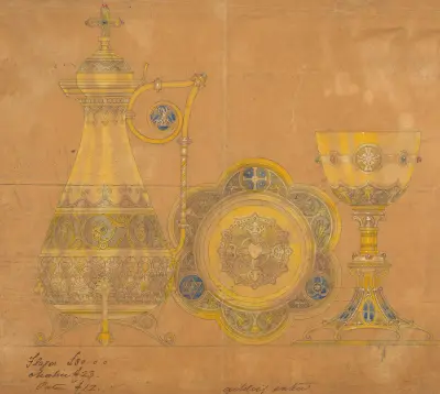 Design executed for Jones and Willis, metal and wood-workers and church furniture manufacturers of Birmingham and London – nr 3 av George Edmund Street