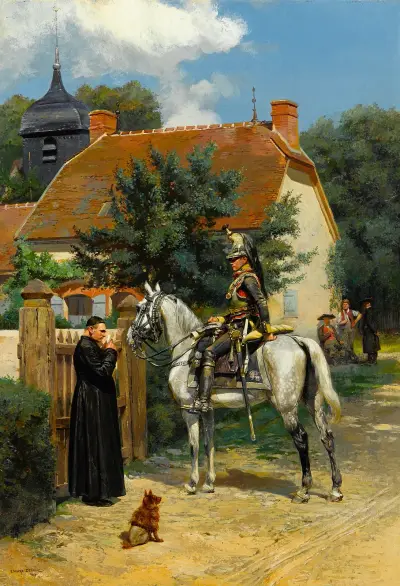 Zastávka ve vesnici, Jean-Baptiste Édouard Detaille
