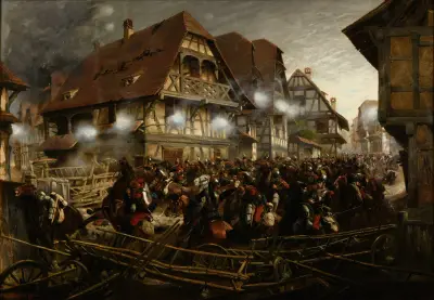 Útok 9. kyrysnického pluku ve vesnici Morsbronn, Jean-Baptiste Édouard Detaille