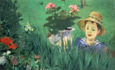 Boy In Flowers (Jacques Hoschedé) av Édouard Manet