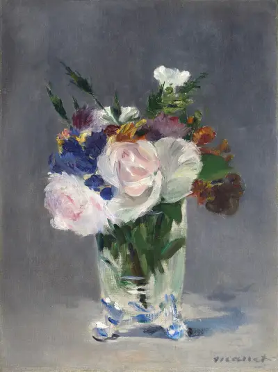 Blumen in einer Kristallvase von Édouard Manet