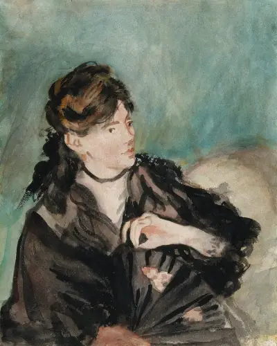 Portrait of Berthe Morisot with a Fan av Édouard Manet