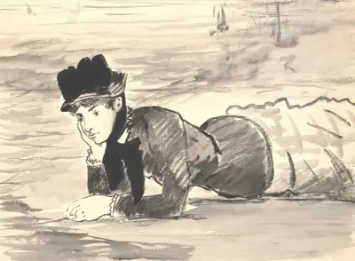 Woman Lying on the Beach. Annabel Lee av Édouard Manet