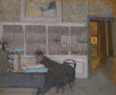 At the Revue Blanche (Portrait of Félix Fénéon) av Édouard Vuillard