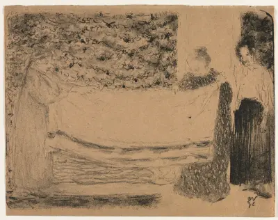 Folding the Linen av Édouard Vuillard