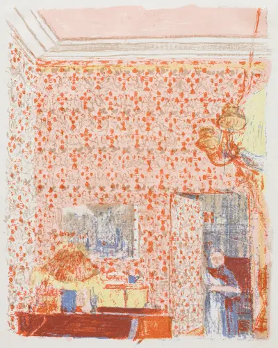 Interior with Pink Wallpaper I av Édouard Vuillard