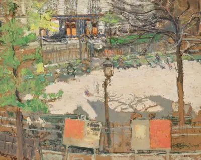 Les affiches électorales, square Berlioz av Édouard Vuillard