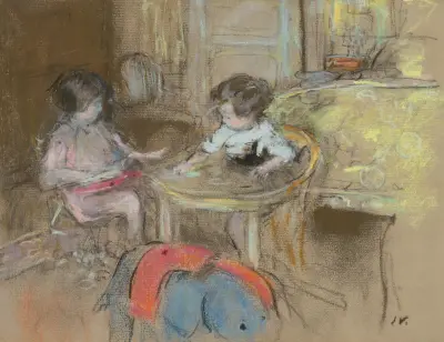 Les enfants Weil au salon (Etude pour Madame Weil et ses enfants) av Édouard Vuillard