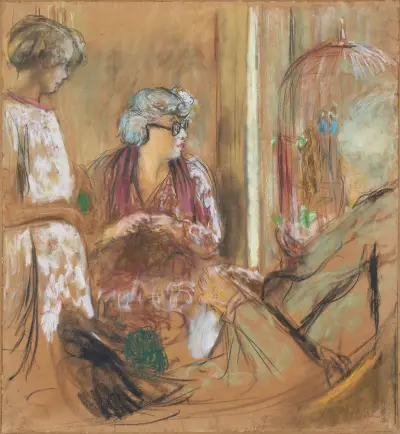 Les Perruches av Édouard Vuillard