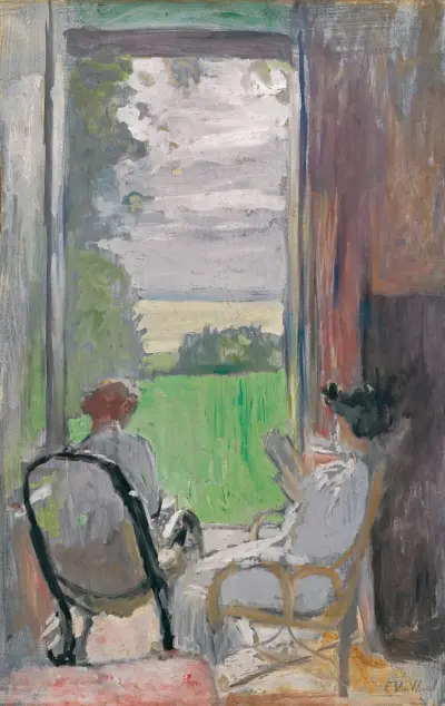 Lucy Hessel Et Jeanne Strauss Aux Étincelles av Édouard Vuillard