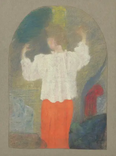 Marie en caraco à sa toilette av Édouard Vuillard