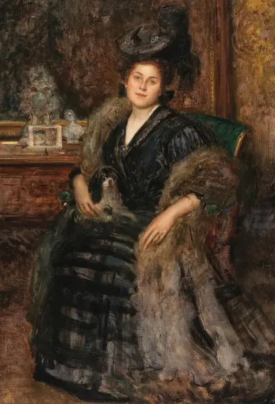 Portrait of His Wife Berta (The Visit) av Eduard Veith