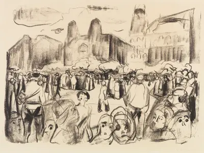 Frankfurter Bahnhofsplatz under Rathenaus likferd av Edvard Munch
