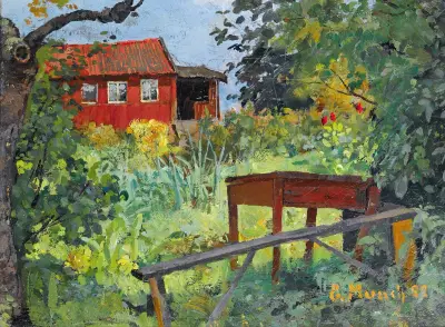 Garden With Red House av Edvard Munch
