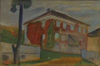 House with Red Virginia Creeper av Edvard Munch
