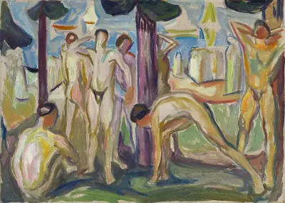 Naked Men in Landscape av Edvard Munch