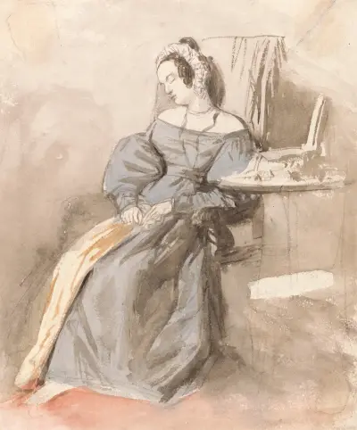 Study of a Lady Asleep in a Chair, Alfred Edward Chalon