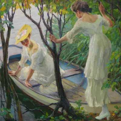 Two ladies in a boat, Edward Cucuel