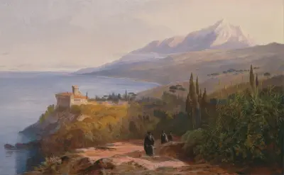 Mount Athos and the Monastery of Stavronikétes av Edward Lear
