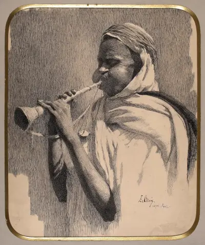 Arab playing the trumpet von Edward Okuń